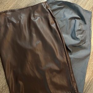 2 Pencil skirts Size Large Grey and Brown Leather